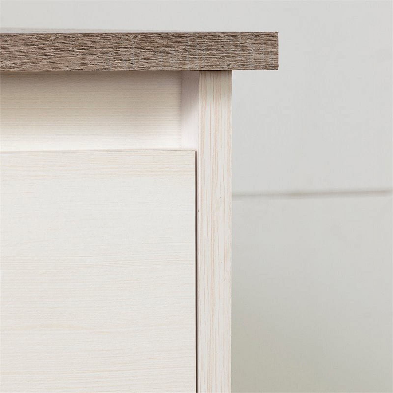 South Shore Furniture Plenny 5-Drawer Chest, White Wash and Weathered Oak, W29.75 x D19 x H48.75