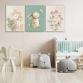 thumbnail image 2 of FCCUYE d Nursery Wall Art Set of 3, Pink Flower Botanical Pictures Wall Decor, Green Bunny Paintings, Cute Animal Canvas Prints for Girls and Boys Kids Room, Baby Room Decor 16x24 Inches, 2 of 7