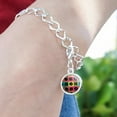 thumbnail image 3 of Vinyl LP Records Rainbow Colored Background Silver Plated Bracelet with Antiqued Charm, 3 of 5