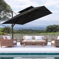 thumbnail image 3 of VREDHOM  10 Ft Square Patio Dual Wind Vent Cantilever Umbrella with Cross Stand Dark Grey, 3 of 5