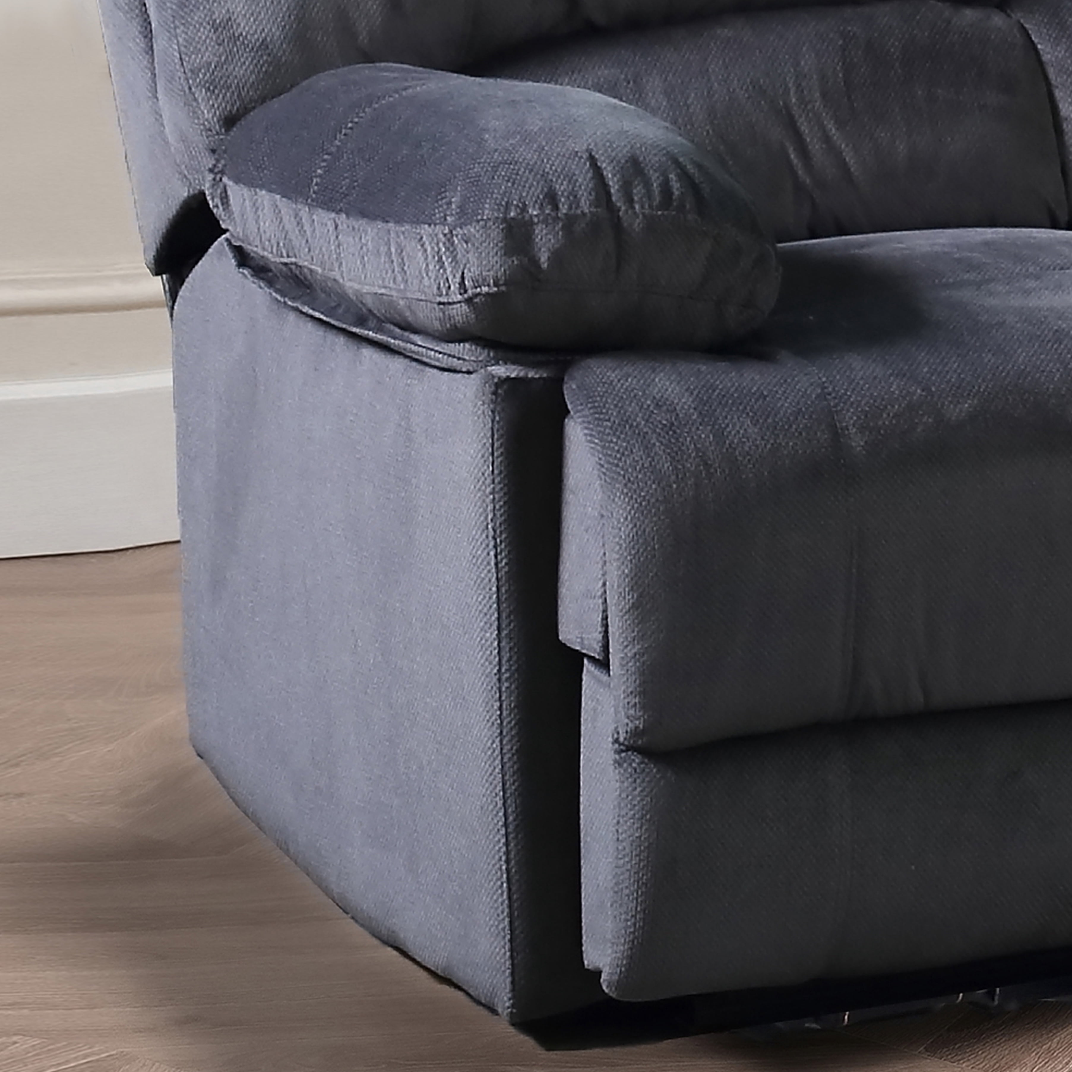 Kevin Collection Contemporary Upholstered Reclining Sofa with Dual Recliners, Grey