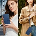 thumbnail image 7 of For iPhone 17e / 16e Wallet Phone Case-PU Leather Magnetic Flip Cover with 9 Credit Card Slots,Zipper Pocket & Detachable Wrist Strap,Shockproof,Dark Blue,For iPhone 17e / 16e, 7 of 7