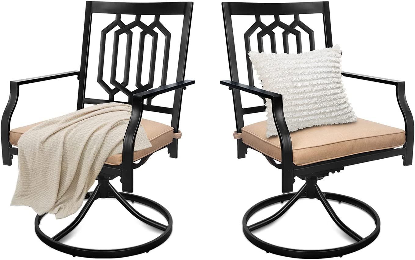 MEOOEM Outdoor Patio Swivel Chairs Set of 2 Patio Metal Dining Rocker