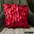 thumbnail image 3 of The HomeCentric Chair Cushion Cover Pillow Covers Pack of 2 22x22 inch (55x55 cm) Red Accents Vintage Style Ruffles Shabby Chic Throw Pillows Cover Satin Square Pillows Cover Solid - Vintage Rubys, 3 of 10