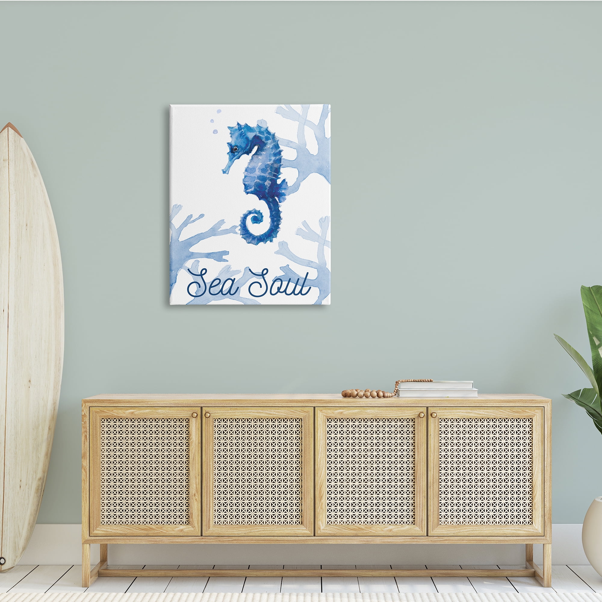 Stupell Industries Sea Soul Sentiment Tranquil Blue Seahorse Ocean Coral, 30 x 40, Design by Lanie Loreth