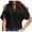 Black, variant on Women's Off Shoulder Top Short Sleeve V Neck Casual Blouse Loose Party Vacation Holiday Shirt, Hot Pink L