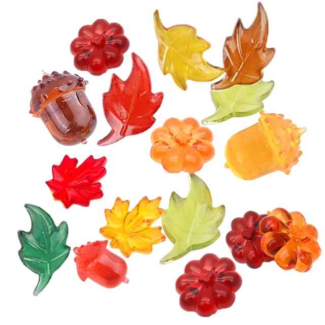 1 bolsa 500g Decoraciones acrílicas Mini calabazas Hoja de arce Bellotas para manualidades Relleno de jarrones