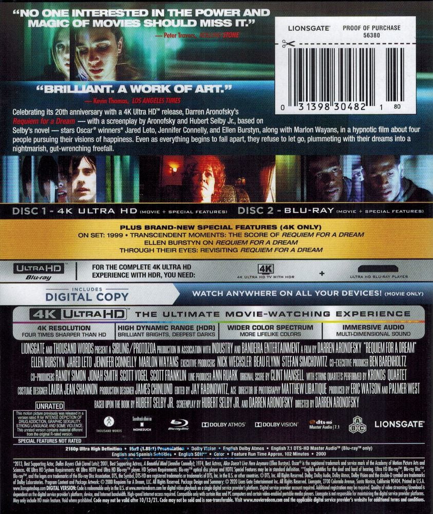 Summit Inc/Lionsgate - Requiem for a Dream [ULTRA HD] - Walmart.com