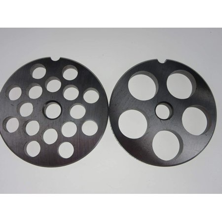 

Two #12 meat grinder plates 38 and 34 holes for sausage and chili meat 2 34 Diameter