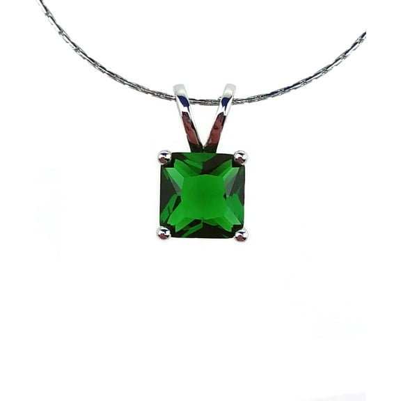 Paris Jewelry 18k White Gold Emerald 4 Ct Princess Necklace 18-inch Jewelry Gift for Her Women plated
