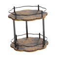thumbnail image 3 of Bandeja giratoria de madera para especias, organizador de 2 capas, multiusos, estilo rústico Flor, 3 of 9