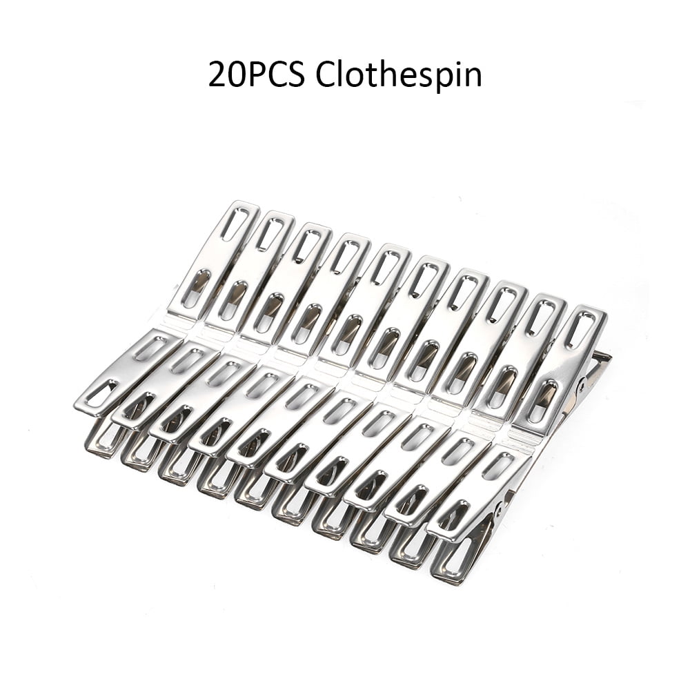 40pcs Stainless Steel Clothes Pegs Metal Clips Socks Clips Clothes Pins Clamps 