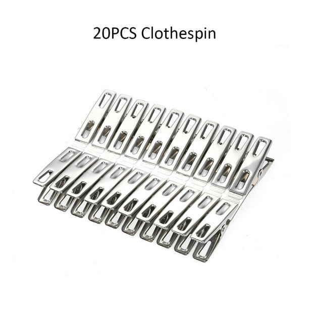 GoolRC 20 Pcs Clothespins Stainless Steel Clothes Clips Metal Sealing