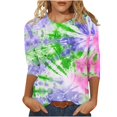 thumbnail image 2 of Womens Summer Shirts and Tops Summer Tops with Sleeves for Women 2025 Womens 3/4 Sleeve Shirts Tops for Women Summer Cotton Womens Tie Dye Shirts, 2 of 5