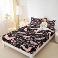 thumbnail image 3 of Homewish Halloween Pink Bat Bed Sheets,Floral Vine Print Full Size Sheets,Black Blush,4 Pieces,1 Flat Sheet,1 Fitted Sheet and 2 Pillowcases, 3 of 6