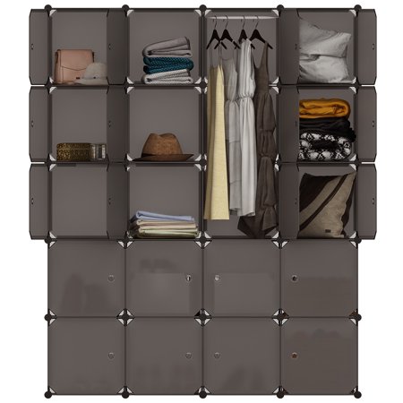 Langria 20 Cube Organizer Stackable Plastic Storage Shelves Langria 20 Cube Organizer Stackable Plastic Storage Shelves Design Multifunctional Modular Closet Cabinet With Hanging