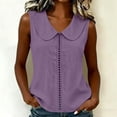 thumbnail image 3 of cocolona Womens Summer Linen Tank Tops Sleeveless Lapel Hollow Out Shirts Dressy Casual Solid Color Blouses, 3 of 3