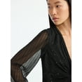 thumbnail image 3 of Scoop Women's and Women's Plus Glitter Ruffle Maxi Dress, Sizes XS-4X, 3 of 4