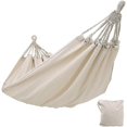 thumbnail image 1 of Hamaca doble para acampar al aire libre, cama columpio colgante de lona Compatible con Patio, viajes, senderismo, jardín al aire libre y, 1 of 5
