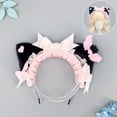 thumbnail image 2 of Yvsxxv 1Pc Black Pink Lace Bow Cat Ear Headband Hair Accessories, 2 of 7