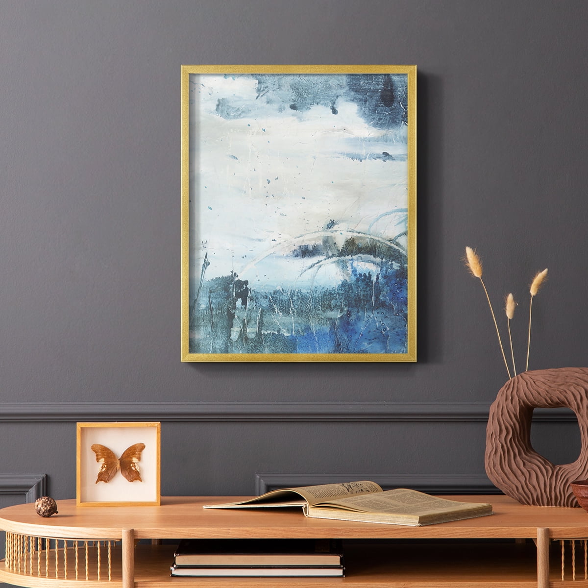 Coastal Seas II Framed Print in Gold Solid Wood Framed Print No Nail Hanging