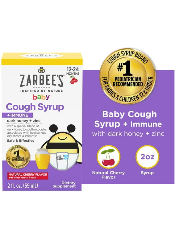 Baby Cough Syrup + Immune with Honey, Natural Cherry