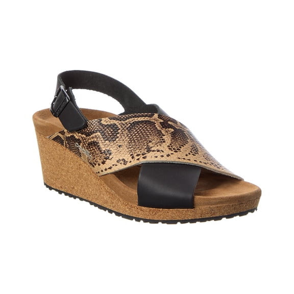 Papillio by Birkenstock Samira Narrow Leather Wedge Sandal, 42, Black