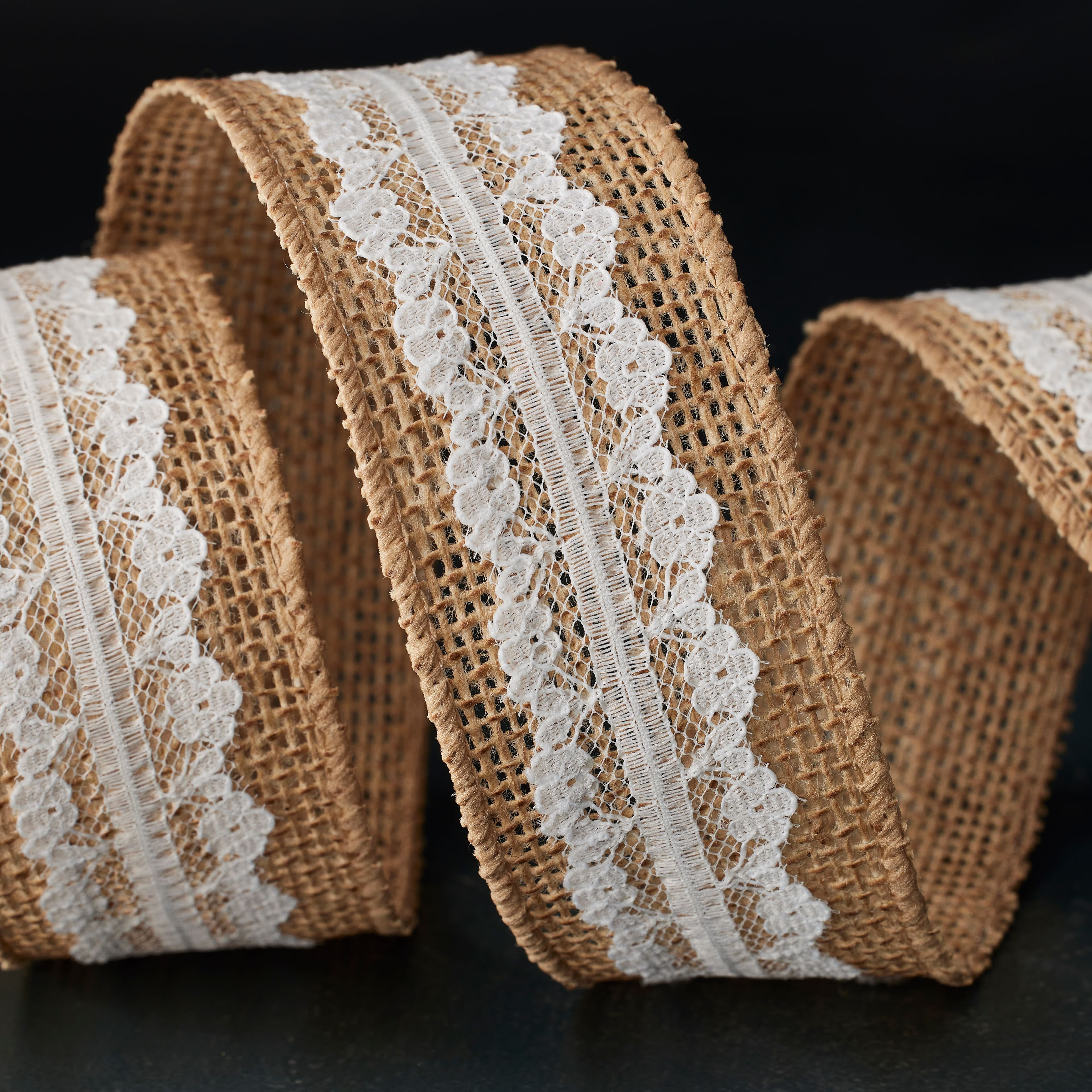 12 Pack: 1.5" x 3yd. Faux Burlap & Lace Wired Ribbon by Celebrate It Classic