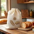 thumbnail image 6 of Reusable Cotton Bread Bag for Homemade Sourdough, Extra Large 15 x 12.3 Inch Storage Sack, Keeps Bakery Fresh Longer, Bread Pouch, 6 of 7
