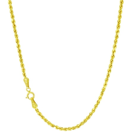 14k Yellow Gold Pendant Chain - 14k Yellow Gold Womens 2mm Hollow Rope Chain Pendant Necklace, 16