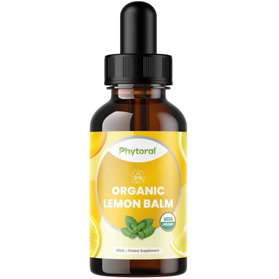 Phytoral Organic Lemon Balm Leaf Liquid Extract for Immune Support - Lemon Balm Tincture for Mood & Relaxation Support - Organic Tincture Leaf Drops for Adults & Kids Dietary Supplement - 2OZ