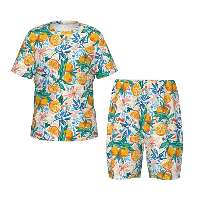 Balery Colorful Fruits Conjunto de Pijama Infantil de Manga Corta con Estampado – Ropa de Dormir de Algodón Suave-4X-Large