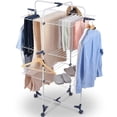 thumbnail image 3 of KK KINGRACK Clothes Drying Rack, Foldable Laundry Drying Rack with 4 Wheels and Hooks, Large Capacity, Metal, White, 3 of 9