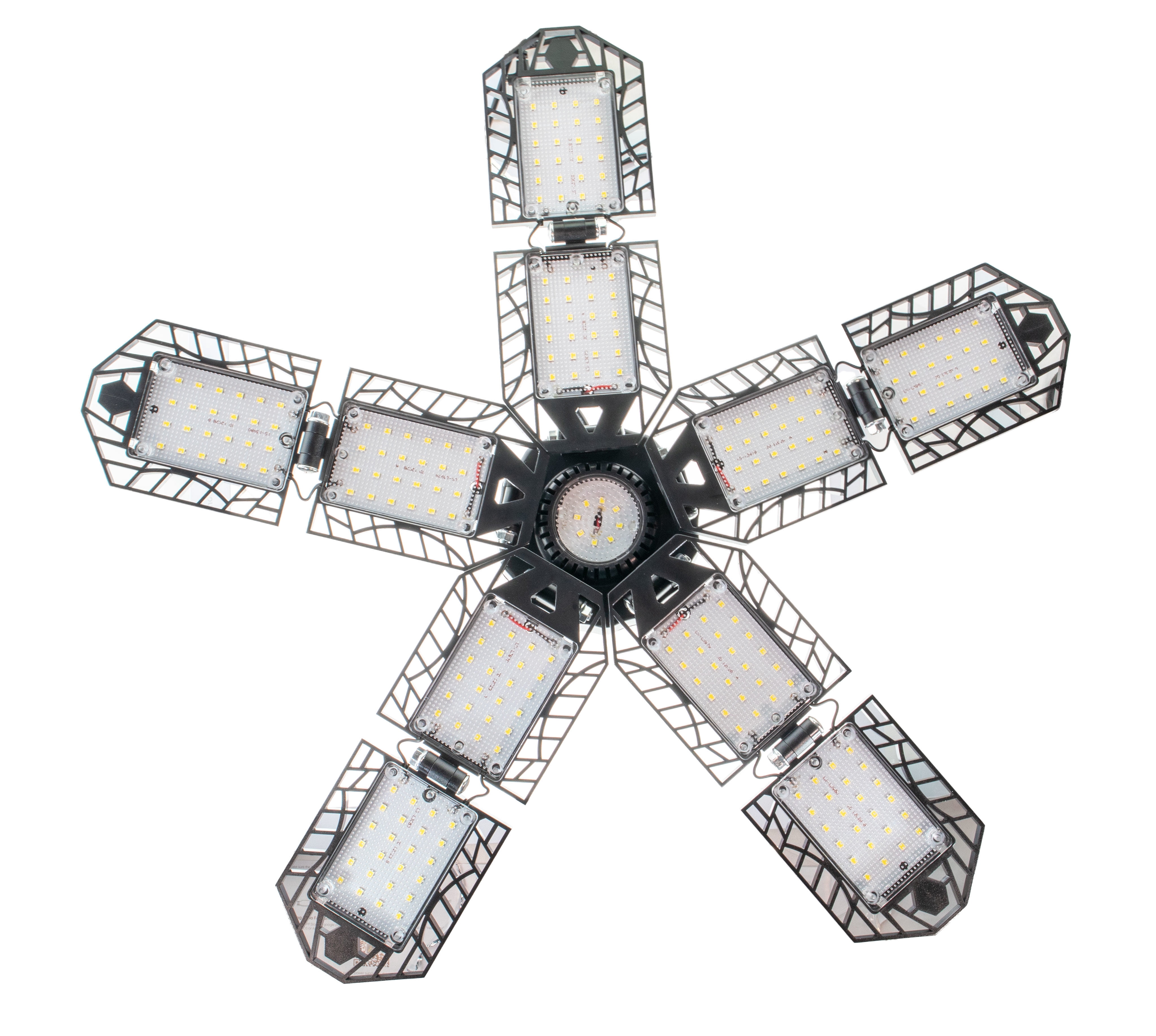 10 Leaf Garage Led Light Bulb 60W LED w/ Adjustable Aluminum Panels, 256 LEDs, E26/E27 6000K - 7200LM Ceiling Fixture for Basement Warehouse Workshop Home