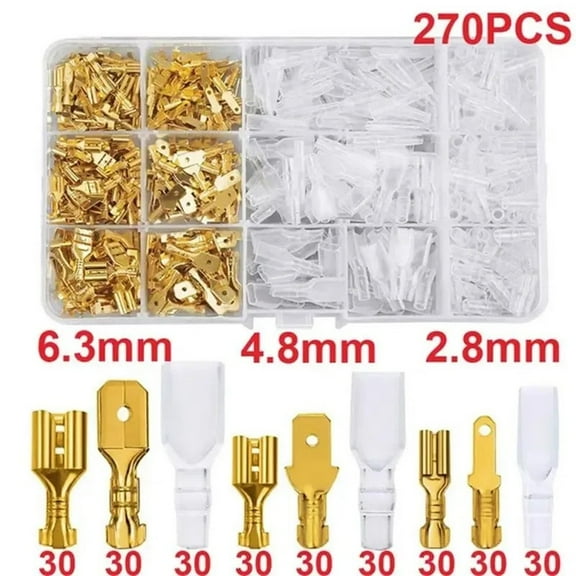 Leke 270PCS Insulated Male Female Wire Connector 2.8/4.8/6.3mm Electrical Crimp Kit