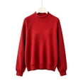 thumbnail image 5 of Falkdiz Long Sleeve Shirts for Girls Waffle Loose Tops Winter Casual Outdoor Crew Neck Girls Pullover Solid Color , Red , Size: 5-6 Years, 5 of 6
