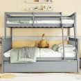 thumbnail image 2 of Euroco Twin over Full Bunk Bed with Trundle, Convertible Ladder and Guardrail, Detachable Wood Bed, Grey, 2 of 18