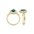 thumbnail image 3 of 1.67 Carat (Ctw) Lab-Created Green Emerald and White Topaz Halo Ring in 10K Yellow Gold for Women, 3 of 6