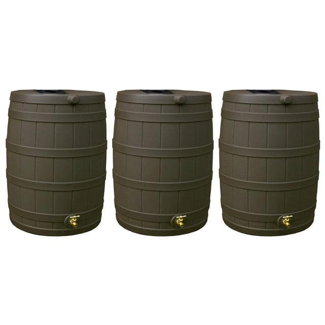 Good Ideas Baril de Pluie en Plastique Capacité 40 Gal, Oak (3 Pack