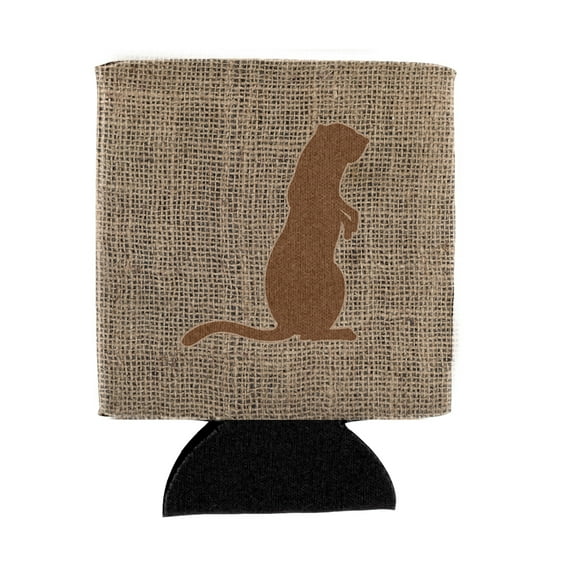 Meerkat Burlap and Brown Can or Bottle Hugger