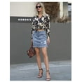 thumbnail image 6 of HLSOHJP Summer New Blue and White Ripped Tassel Denim Short Skirt For Women Fashion Sexy Pack Hips High Stretch Jeans A-Line Skirt, 6 of 6