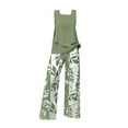 thumbnail image 3 of BLOCLOALO 2 Piece Lounge Set Sleeveless Tops Summer Outfits Sleeveless Sets Square Neck Tops Wide Leg Crop Pants Vacation Outfits Tunic Tops Lightweight Lounge Sets Womens Lounge Outfit Green S, 3 of 3