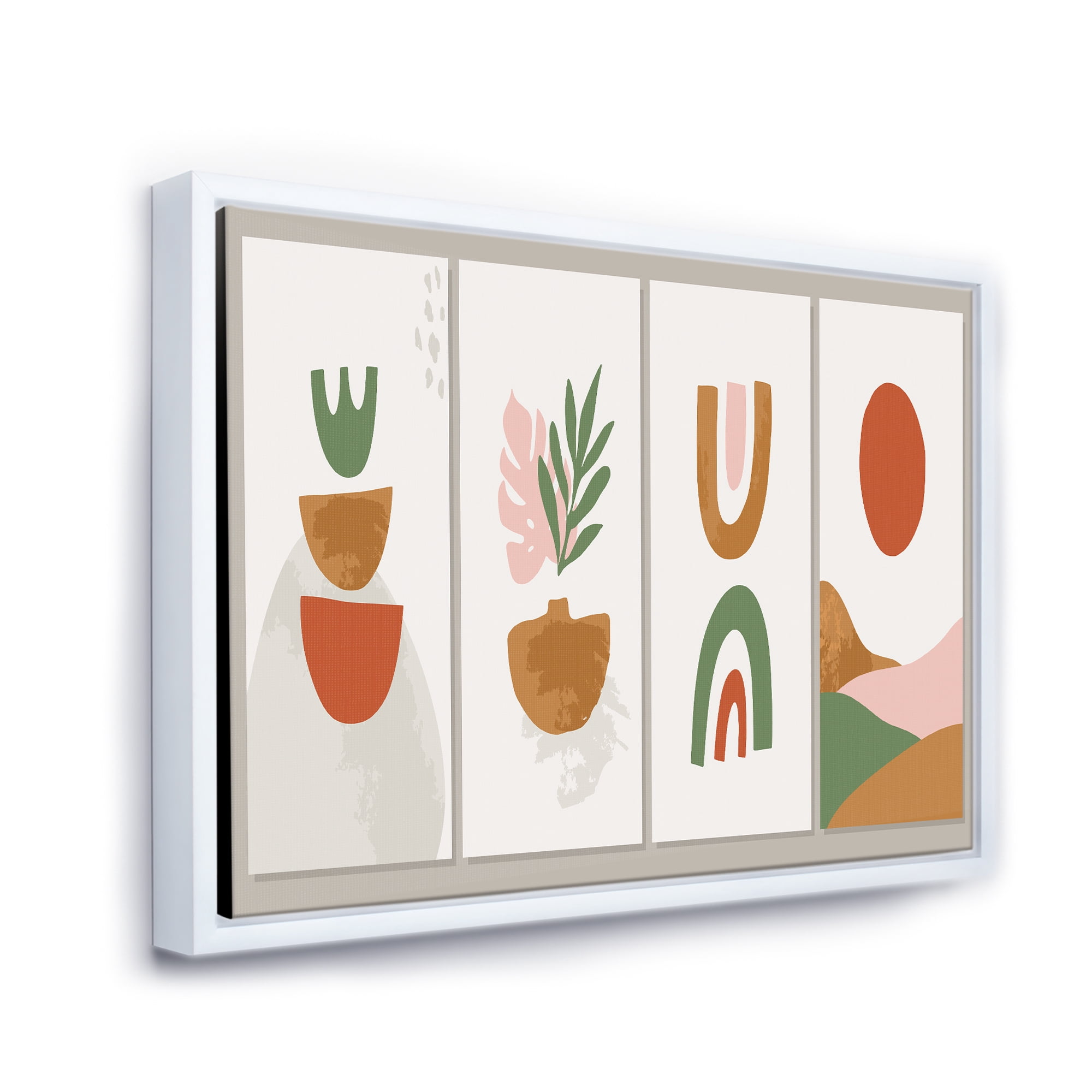 Designart 'Compostion Minimalistic of Organic Shapes VI' Modern Framed Canvas Wall Art Print