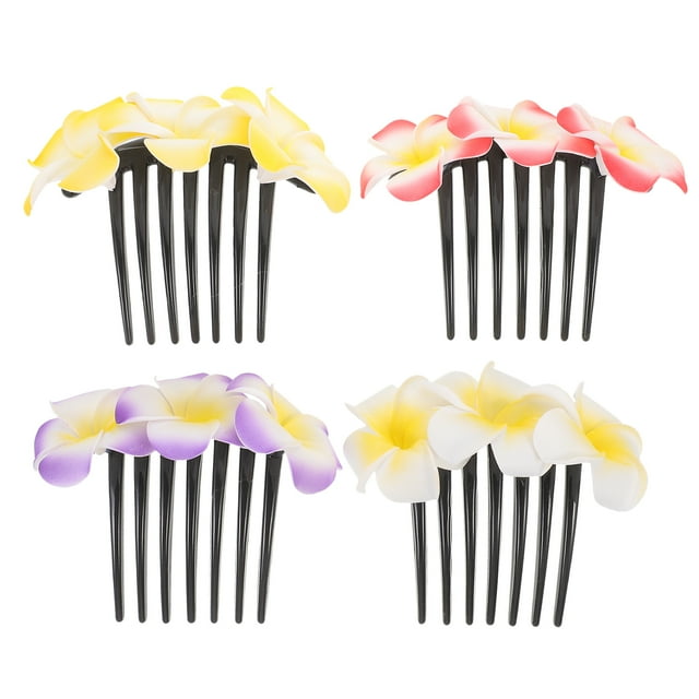 4 Uds. Peines laterales para el pelo para mujer, horquilla de flor de Plumeria, peines para chicas adolescentes, tocados de novia, decoraciones