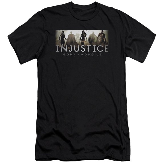 Injustice Gods Among Us Logo Premium Canvas Adult Slim Fit 30/1 T-Shirt Black