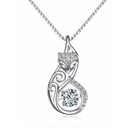 Alphabet Collection Necklace - Ginger Lyne Collection Fox Dancing Stone Sterling Silver CZ Pendant Necklace