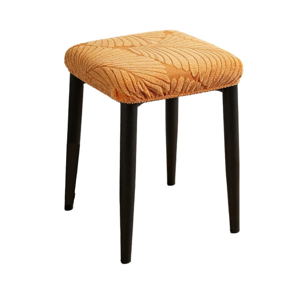 Agiufgs Square Stool Cover 11.8-14.2, Stretchy Spandex Slipcover with Leaf Pattern, for Living Room Bedroom Entryway Setup, Orange