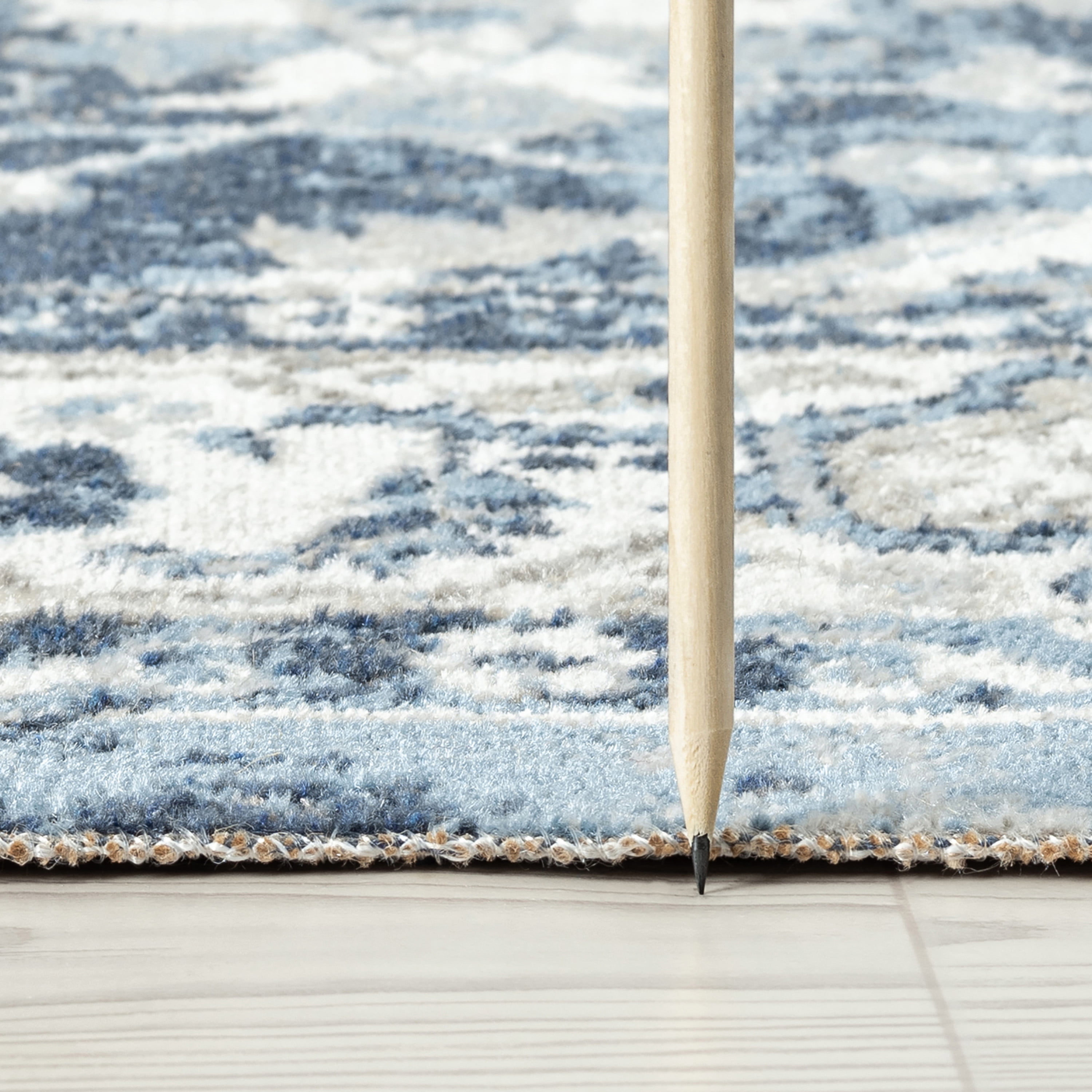 Traditional 9x12 Area Rug (8'9'' x 11'3'') Oriental Navy, Navy Living Room Easy to Clean