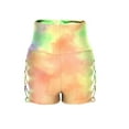 thumbnail image 6 of Workout Shorts Women Crisscross Hollow-Out Plaid Biker Short Leggings High Waisted Belly Control Stretch Shorts (XL, Yellow|Tie-dye), 6 of 6