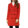 thumbnail image 6 of INSPIRE CHIC Women's Winter Coat Notched Lapel Double Breasted Trench Coat L Reds, 6 of 8